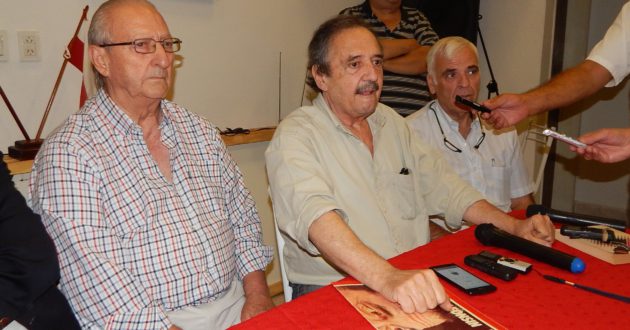 Menendez, presidente del Comite local, Alfonsin y Battistella