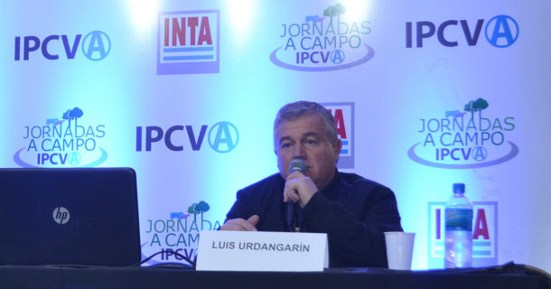 Luis Urdangarin, durante una jornada IPCVA que se realizo en mayo del  2018 en su establecimiento