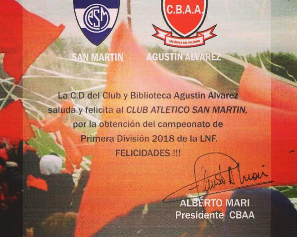 Felicitaciones al Club San Martin