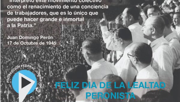 Concejal Eduardo Vicente saluda en el dia de la Lealtad Peronista