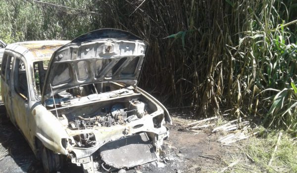 El vehiculo aparecio incendiado en un camino rural sobre un cañaveral