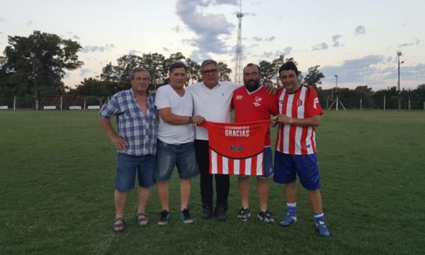 El fútbol los unió en diciembre 1986 Aldo Facchina, Hector Martín, Juan Carlos Pirez, Emilio Alonso y Silvio Moncay