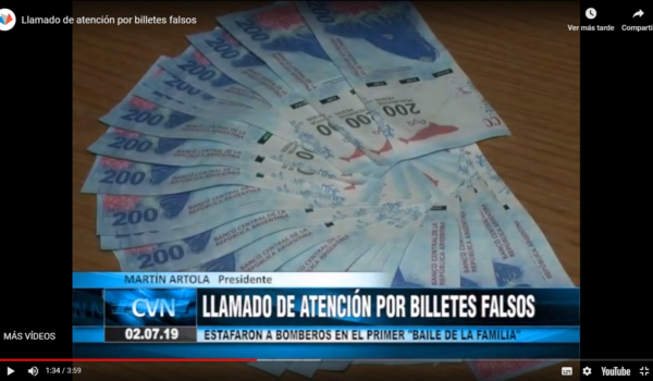Billetes falsos de 200 detectados en Bragado