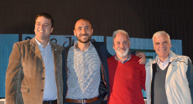 Mariano Barroso, Mauro Esteban, Dario Lanieri y Walter Battistella luego del debate