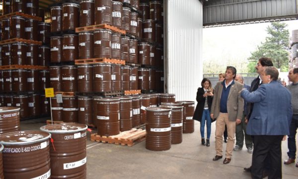 Deposito de tambores de miel listos para su exportación