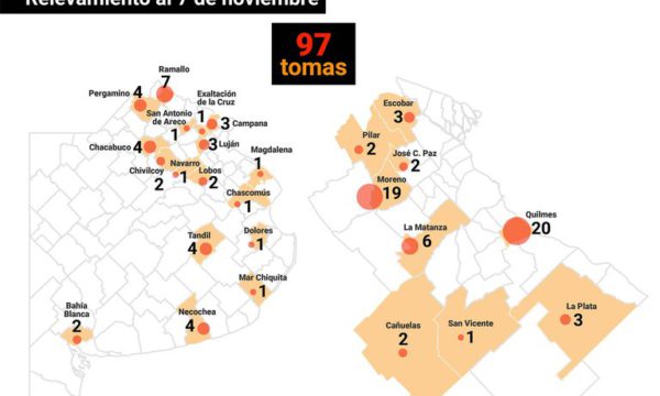 mapa de toma de tierras – infobae