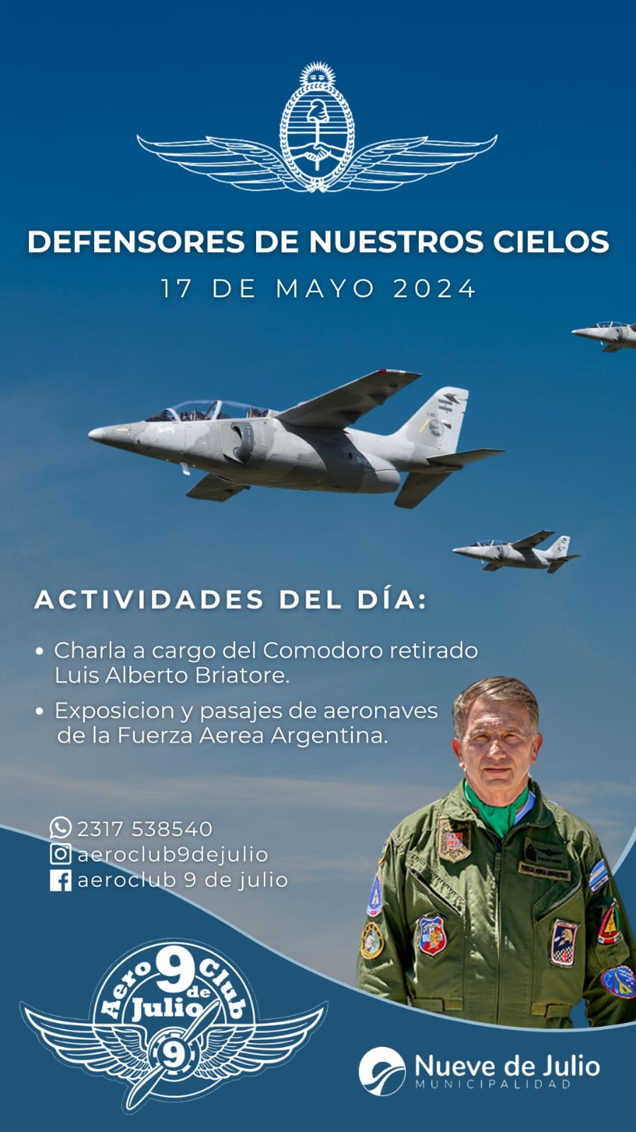 El Aero Club 9 de Julio prepara una jornada con exposición de aviones de la Fuerza Aérea Argentina y una charla