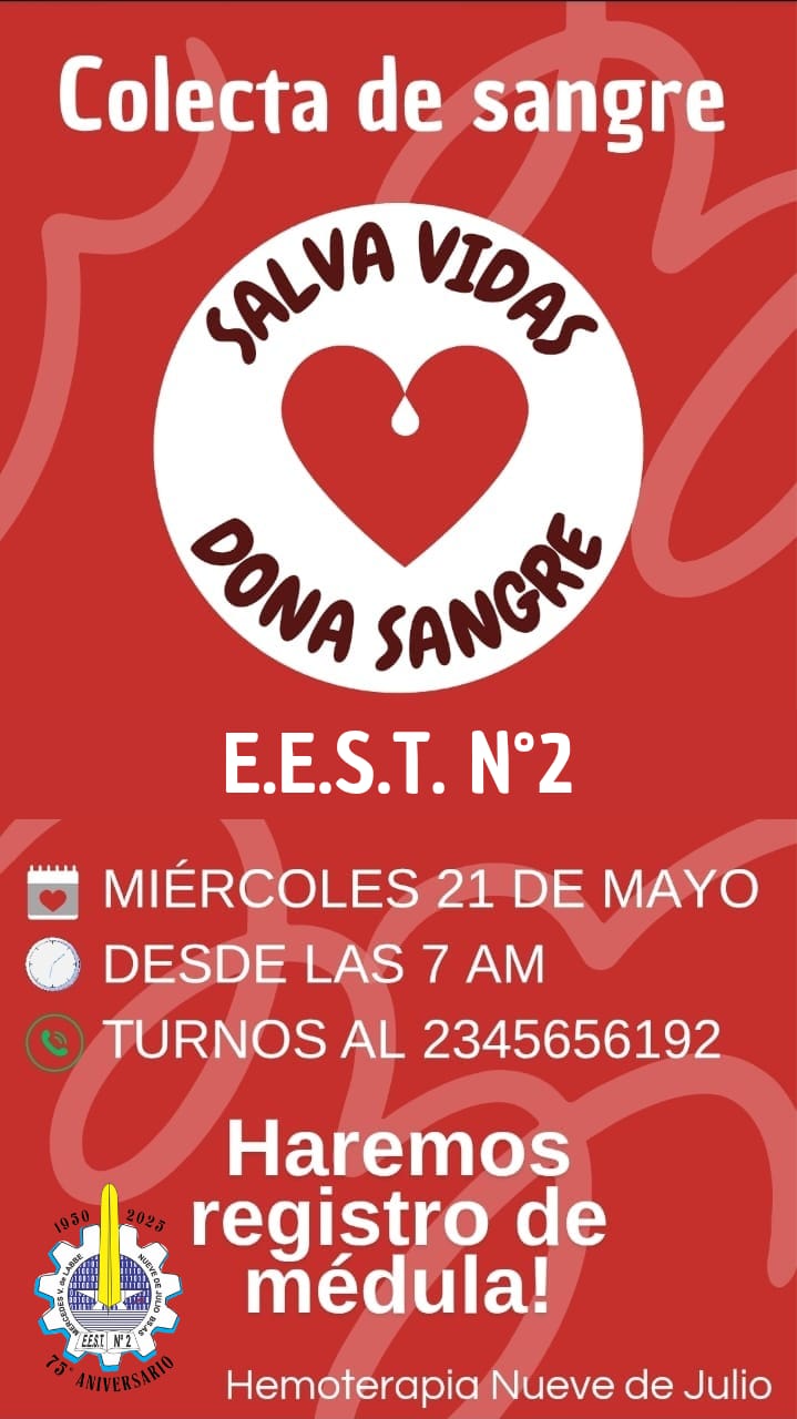 Miércoles 21: Escuela Técnica Nº 2 será sede de una nueva colecta de sangre